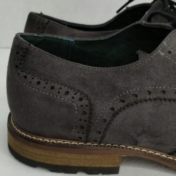Todd Welsh Men's Brogues Wingtip Oxfords 10 grey vegan suede - Picture 4 of 9